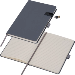 Linijuotas užrašų knygutė su 16 GB USB atmintine