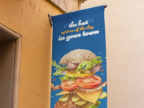 Vienpusis reklaminis tentas su niša (rankove vamzdžiui)