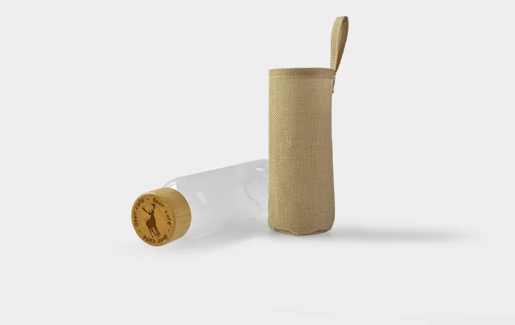 Stiklinė gertuvė džiuto maišelyje 500 ml